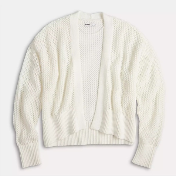 Women's Sonoma Goods For Life Slouchy Mesh Crochet Cardigan Blue Med NWT - Picture 6 of 6